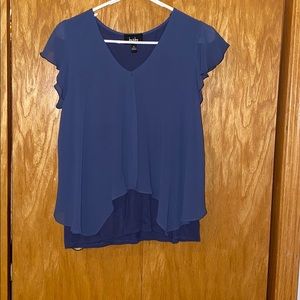 navy short sleeved blouse